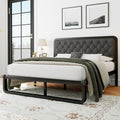 Einhomn Queen Size Bed Frame with Linen Tufted Headboard, Heavy Duty Metal Platform Bed Frame with U-Shaped Foundation, 12" Underbed Space, Noise Free, No Box Spring Needed, Easy Assembly, Dark Grey