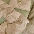 Floral Duvet Cover Set 3 Pcs,100% Cotton Double Gauze Twin Size Duvet Cover with 2 Pillowcases,Cute Pink Bedding Set for Teen Girls Women,Muslin Comforter Cover 68"×86"