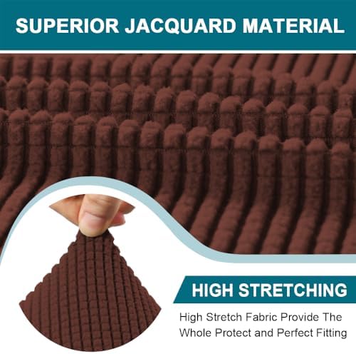 Turquoize 4 Piece T Cushion Sofa Slipcovers Stretch Couch Cover Furniture Covers with 3 Individual T Cushion Covers, Machine Washable (3 Cushion Sofa, Burnt Brick)