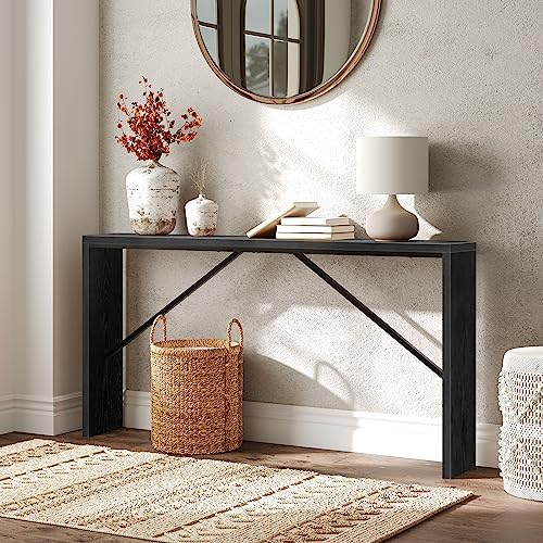 MAHANCRIS Console Table, 62.2"Long Sofa Table Behind Couch, Black CTHB15801