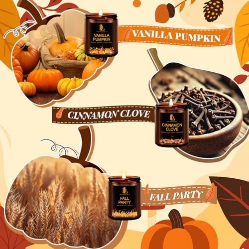 DL DREAMY DEWLA Fall Candles Set for Home Scented, 6 Pack 42oz, Soy Wax
