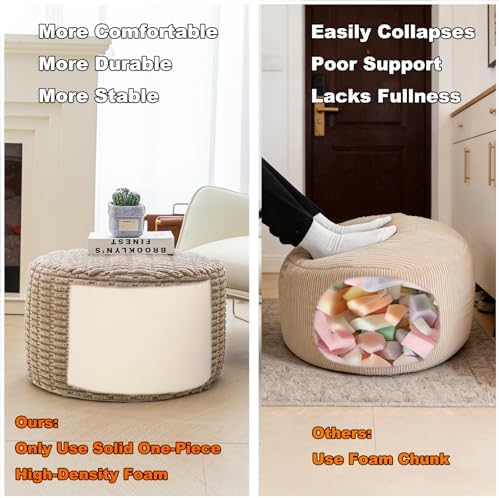 Asuprui Pouf Ottoman Round Foam Filled Foot Rest Stool Floor Pouf Footrest