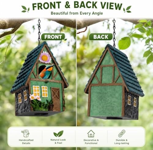 WUWEOT Garden Bird House for Outdoors, Clearance Hanging Bird Nest, Colorful Decorative Cute Resin Birdhouses for Outside Indoors Garden Backyard Decor, Gift for Bird Lovers