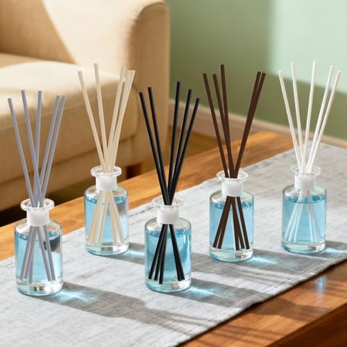 5 Mixed Colors 10inch Diffuser Replacement Sticks - 60Pcs Fiber Reed Fragrance Sticks Refill for Home and Bathroom - Rattan Essential Oil Sticks for Scented Diffuser