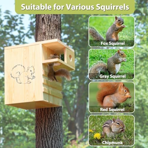 Extra Large Squirrel House for Outside, Squirrel Box with Predator Guard