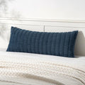 MIULEE Lumbar Corduroy Throw Pillow Cover for Bed 14x36 Blue Pack of 1