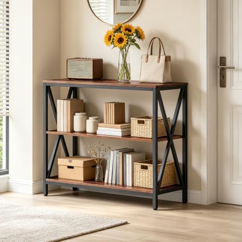 MAHANCRIS 31.5" Sofa Table, Industrial Console Table, 3-Tier Entryway Table
