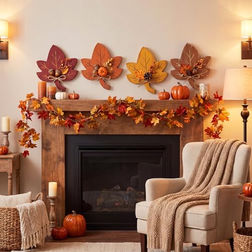 Jetec 9 Pcs 6 Inch Fall Maple Leaves Unfinished Wooden Signs Thanksgiving