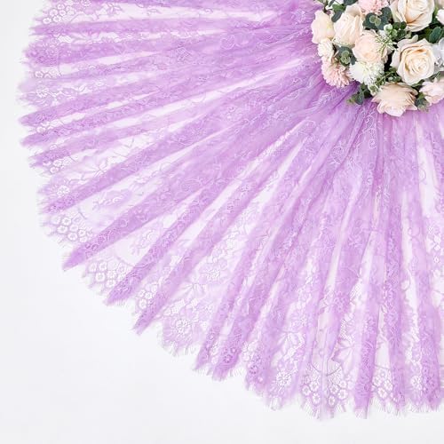 Light Purple Tablecloth Outdoor Lace Table Fabric 2pcs 60x120 Inch for Home