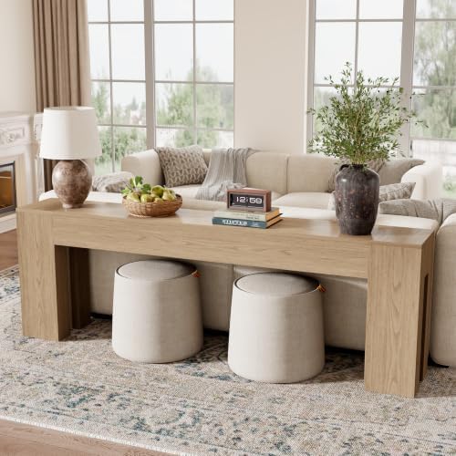 Epecoya 94.5 Inch Extra Long Console Table, Light Oak