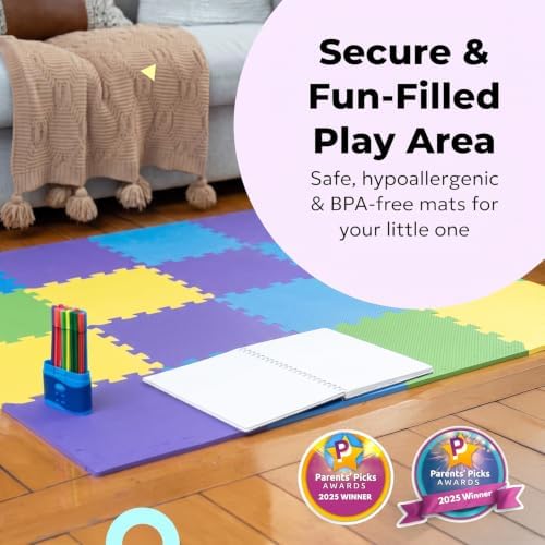 MioTetto Baby Play Mat, Soft Foam Floor Tiles for Kids. Adjustable Interlocking Foam Tiles, Fits with 50x50 Playpen Baby mat for Crawling & Development, Safe & Non-Toxic Playmat for Babies 6-12 Months