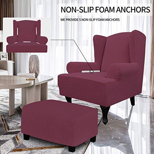 Easy-Going Stretch Large Wingback Chair Sofa Slipcover ASH Rose