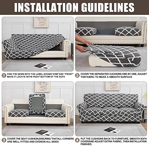 SearchI Stretch Sofa Cover Printed Couch Cover, Floral Pattern 3 Pieces Loveseat Slipcover with 2 Separate Cushion Cover, Washable Furniture Protector for Living Room(Loveseat, Autumn Leaves)