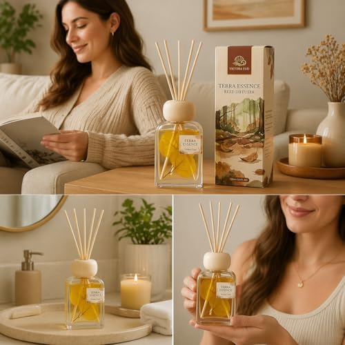 Terra Essence Reed Diffuser with Dried Leaves, 3.4 Fl Oz