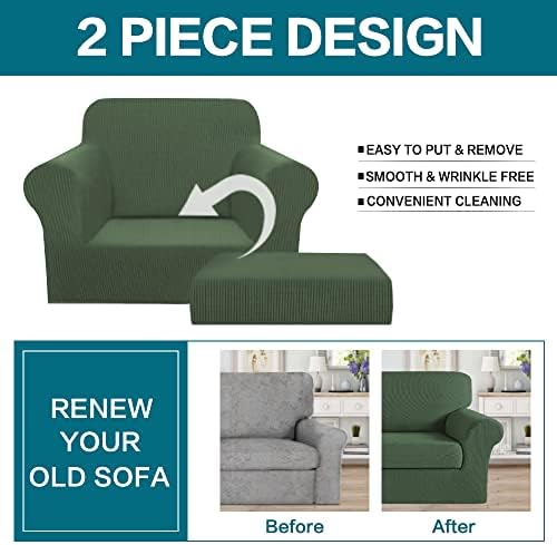 Turquoize 2 Piece Chair Covers Chair Slipcovers for Living Room Armchair Sofa Covers Chair Couch Cover with Arms Washable Furniture Protector for Chairs Feature Thick Fabric (Chair, Bronze Green)