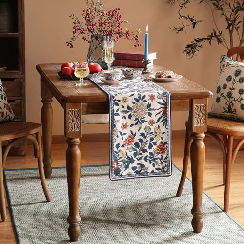 patdrea Designer Vintage French Dining Table Runner,12"X87"