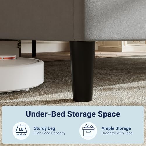 Allewie King Size Platform Bed Frame with Velvet Upholstered Headboard