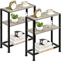 Narrow Side Table Set of 2, 2-Tier Small End Table,Slim Nightstand