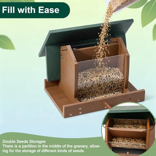 Bird Feeders for Outdoors Hanging, Recycled HDPE, 2.2 LB Capacity