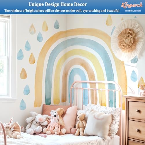 Large Watercolor Rainbow Wall Decals, Fabric Nursery Wall Decor Stickers