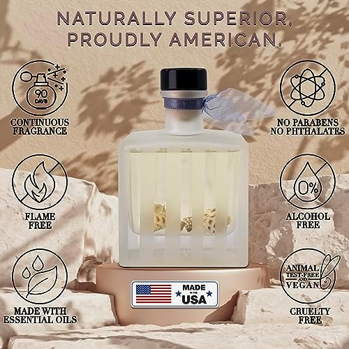 Reed Diffuser Set, Ocean Driftwood Scented Oil Diffuser with Sticks, Home Fragrance Accessories for Bathroom Shelf Decor, Aroma Diffusers for Home or Office Desk, USA Made