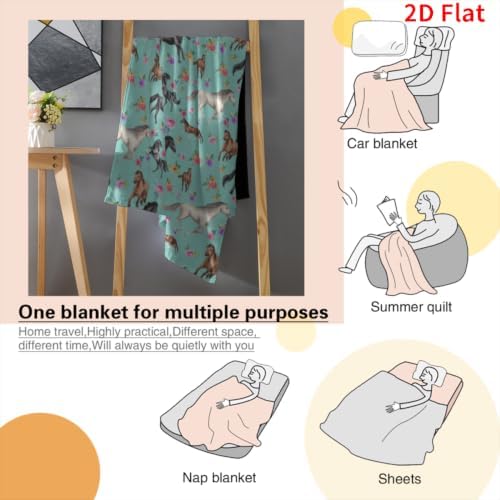 Horse Blanket 40"x50", Soft Lightweight Throw Blanket for Kids Teens Adults, All Season Cozy Decorative Blanket for Sofa Bed Couch Travel