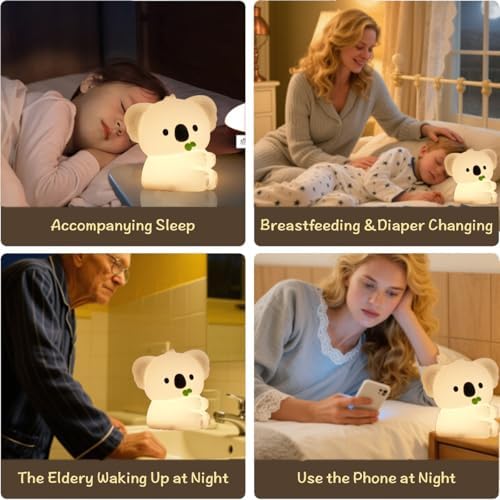 Koala Night Light for Adults Kids,Dimmable Bedside Lamp,Touch Control Night Lamp with 7 Colors 30Min Timer,Used for Camping Party Room Decor Thanksgiving Day Halloween Christmas Birthday Gifts