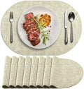 Faux Leather Oval Placemats Set of 8, Sage Green