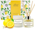 Reed Diffuser & Candle Gift Set, Lemon Oil Diffuser for Bathroom Decor