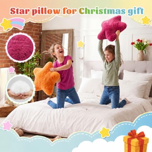Soaoo 5 Pcs Star Fluffy Pillow Star Shape Pillow, Bright Rainbow Collection