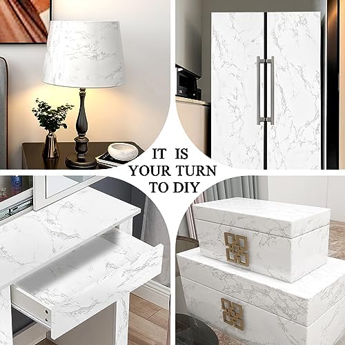 practicalWs Glossy Marble Contact Paper White Peel and Stick for Countertop