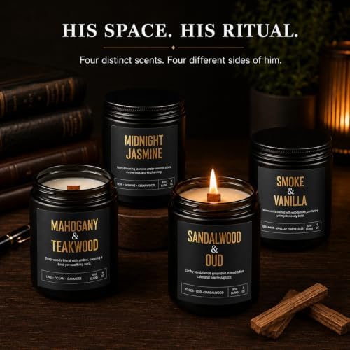 Yinuo Candle Gift Candles for Men, 4-Pack 36 oz Scented Candles