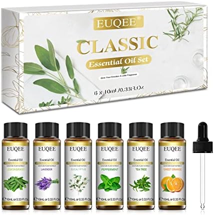 EUQEE 6 Pcs Pure Classic Essential Oils Set for Candle Making, Soap Making