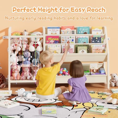 B5 Kids Bookshelf and Toy Storage, Book Shelf for Kids Rooms White