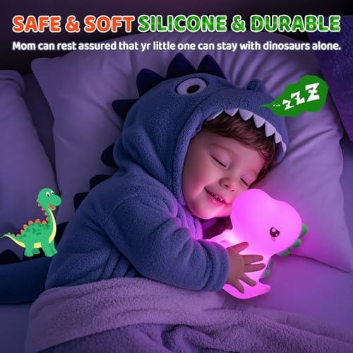 Dinosaur Toys for Kids 3-5, Remote 16 Colors Silicone Night Light for Kids