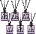 6 Pack Perfume Reed Diffuser Bottle,Empty Square Essential Oil Bottles Glass Jar with Black Sticks for DIY Fragrance Replacement Diffuser Sets (200ml/6.8 oz, Purple Color)