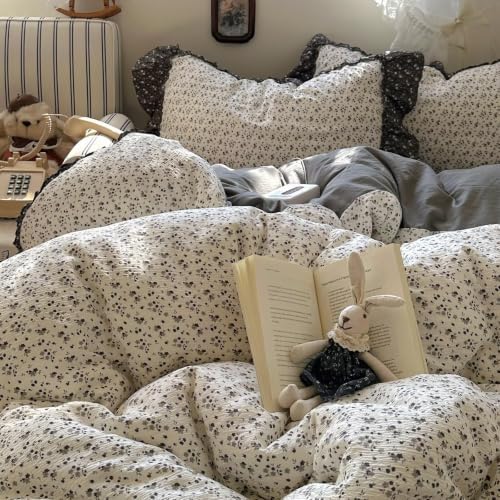 Duvet Cover Full Size with 2 Pillowcases,Vintage Floral Bedding