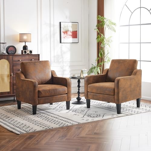 VINGLI Accent Chair Set of 2 Gold Foil Upholstered Armchair, Living Room