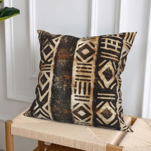 Brown Geometric Decorative Throw Pillow Covers 18x18 Inch Set of 4