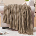 BEDELITE 3D Ribbed Coco Brown Fleece Throw Blanket for Couch, 50x60 Inch