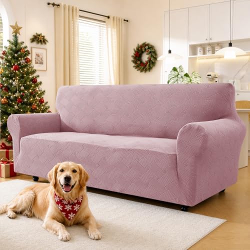 XINEAGE Loveseat Slipcover Pet Friendly, Stretch Couch Cover,Pink
