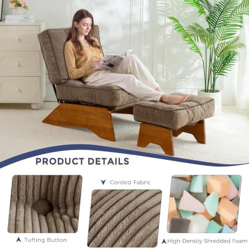 MAXYOYO Accent Chair with Ottoman, Lounge Chair with Adjustable Backrest