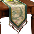 patdrea Designer Vintage French Green Floral Table Runner,12"X118"