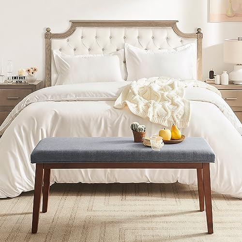 kinmars Entryway Bench for Bedroom End of Bed, 42.5", Grey