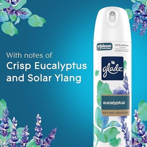 Glade Air Freshener Room Spray, Eucalyptus Mist Scent, Odor Fighting to Deliver Long Lasting Freshness, 7.3 Oz, 6 Count