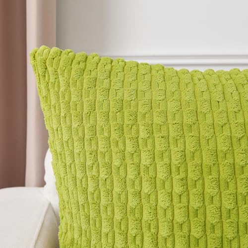 Kevin Textile Soft Corduroy 12"x20" Lumbar Pillow Covers 2 Pack, Xmas Green