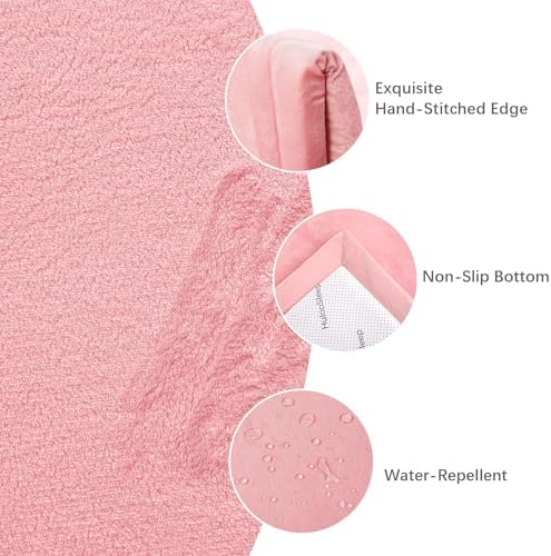 Huloo Sleep Baby Play Mat for Floor,1.3" Thick Elasti-Foam 50x50 Playpen Mat for Toddlers Infant Kids,Water-Repellent Soft Coral Velvet Tummy Time Mats,Non Slip Crawling Mats,Tatami Style(Pink)