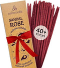 Natural Sandal Rose Incense Sticks - for Meditation, 40+Pack, Charcoal-Free