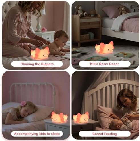 ZKLiLi Axolotl Kids Night Light,Squishy Cute Lamp Dimmable Childrens Night Light Gifts for Baby with Timer & 16 Colors,Rechargeable Bedroom Smart LED Bedside Lamps Toddler Night Light