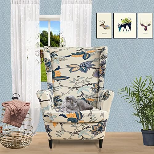 Wing Chair Slipcover, 2-Piece Printed Wingback Chair Cover